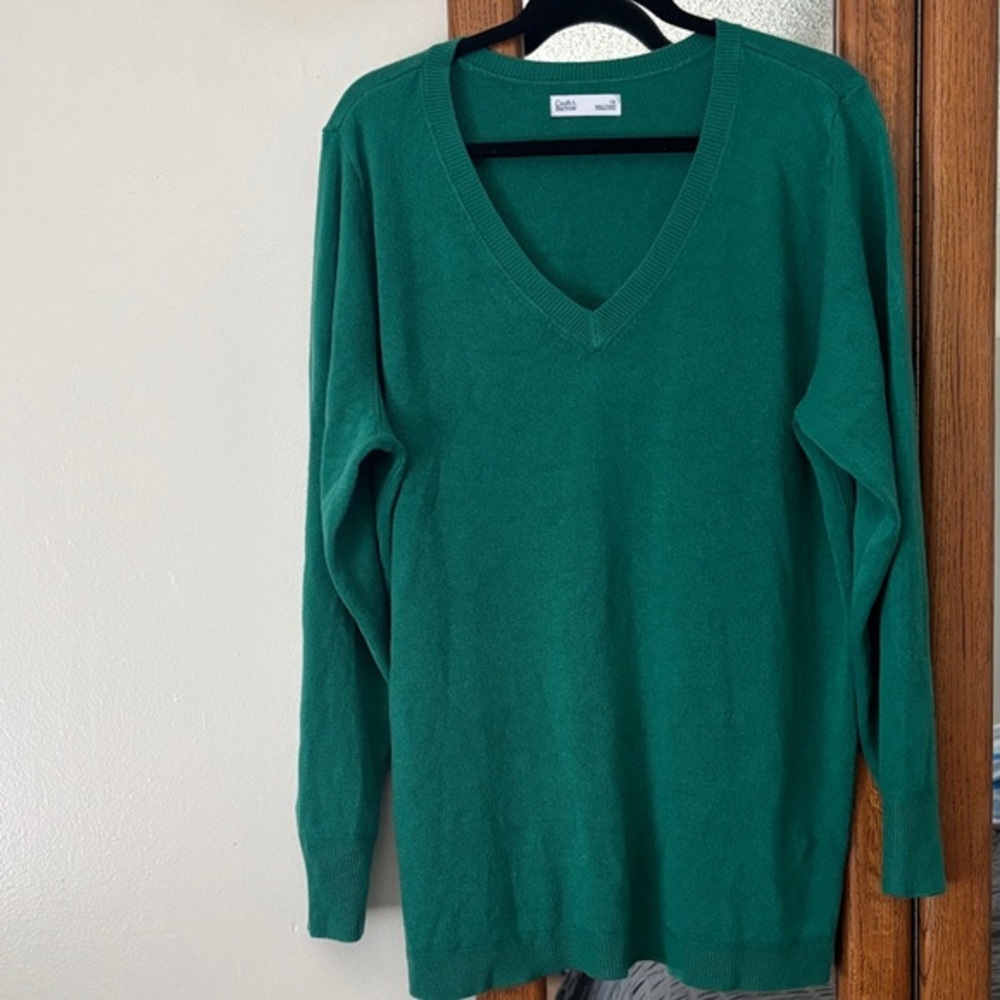 Croft & Barrow Peacock Green V-Neck Sweater Plus Size 1X Soft Knit NWOT